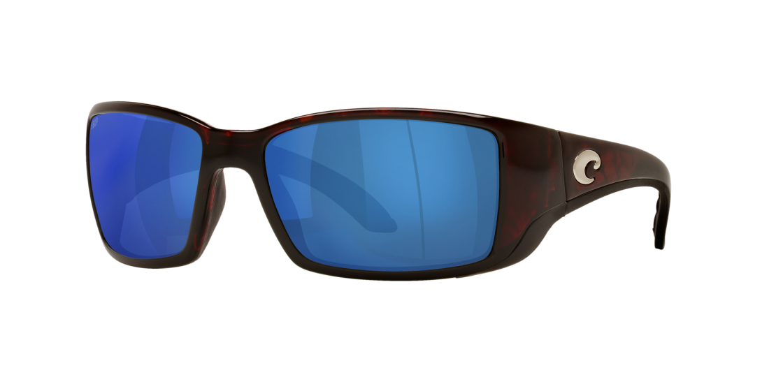 Costa Blackfin Tortoise (Low Bridge Fit) sunglasses with blue mirror 580p lenses (quarter view)