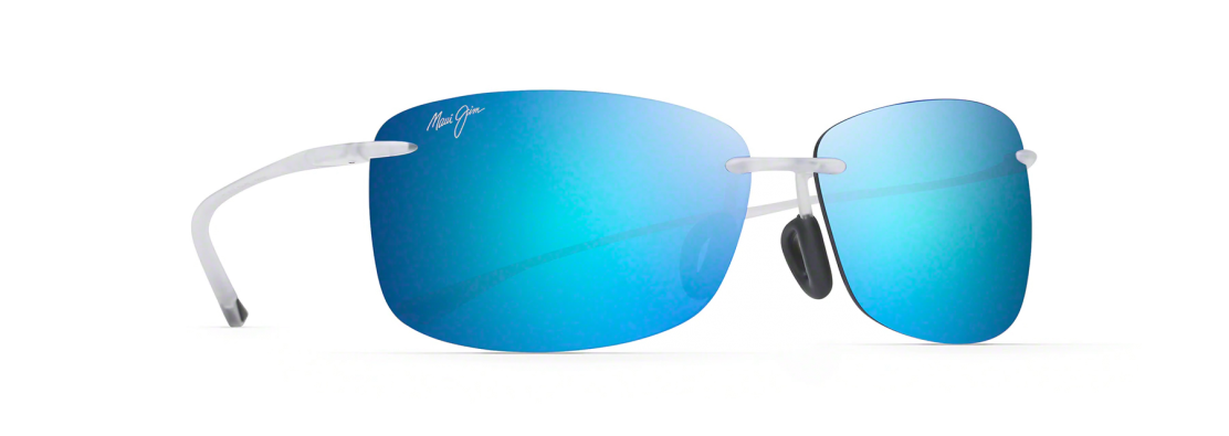 Maui Jim 'Akau Matte Crystal sunglasses with blue hawaii lenses (quarter view)