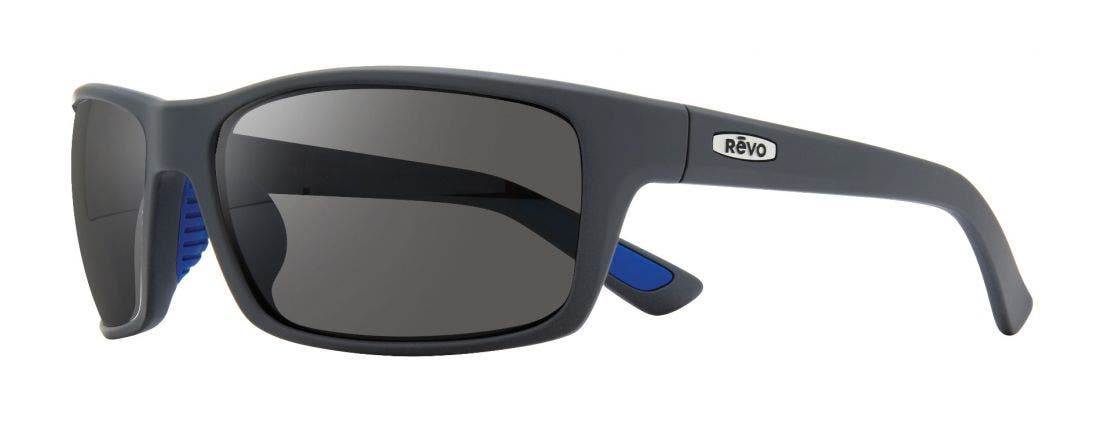 Revo Rebel Matte Grey sunglasses with graphite lenses (quarter view)