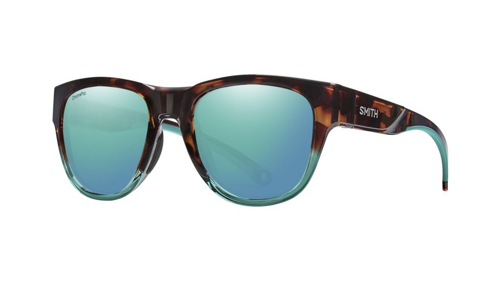 Smith Rockaway Opal Fade sunglasses with chromapop polarized opal mirror lenses (quarter view)