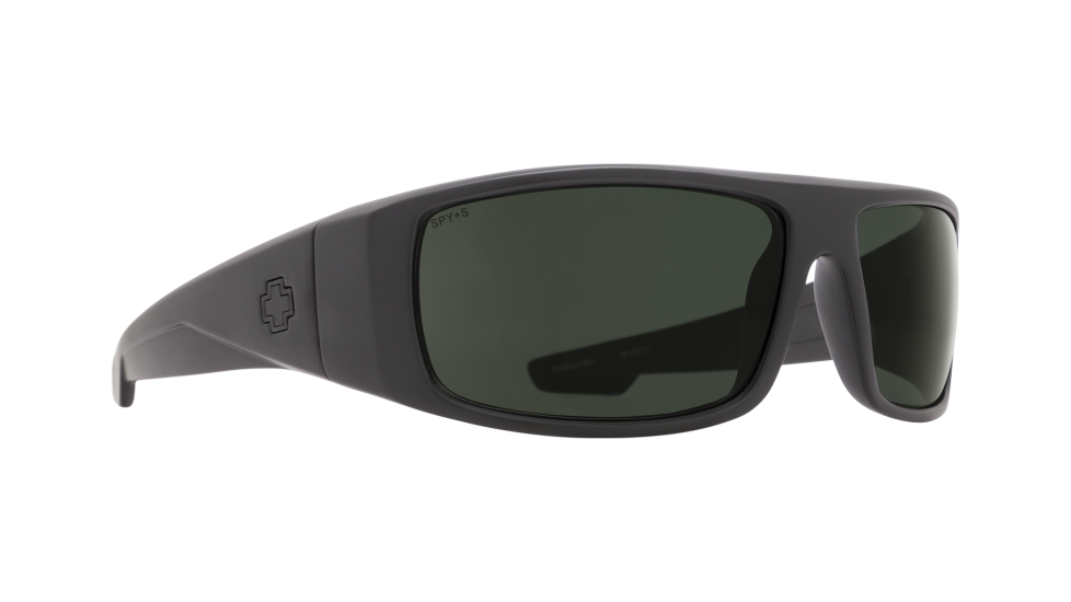 Spy Logan SOSI ANSI RX Matte Black sunglasses with hd plus gray green lenses (quarter view)