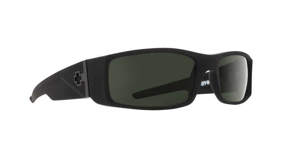 Spy Hielo Soft Matte Black sunglasses with hd plus gray green lenses (quarter view)