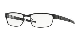 Oakley Metal Plate Rx prescription eyeglasses in black frame at diagonal view