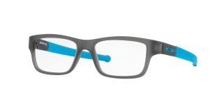 OAKLEY MARSHAL XS Rx Prescription eyeglasses in gray with blue temples at diagonal facing view